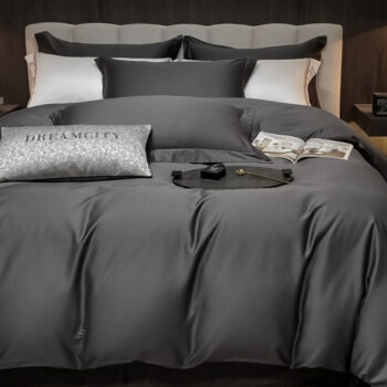 Cotton Solid-Color Bedding Thickened Bed Sheet And Duvet Cover Four-Piece Set - Okita Shop