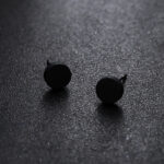 Cross-border Round Stud Earrings Glossy Black For Men - Okita Shop