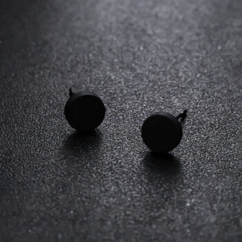 Cross-border Round Stud Earrings Glossy Black For Men - Okita Shop