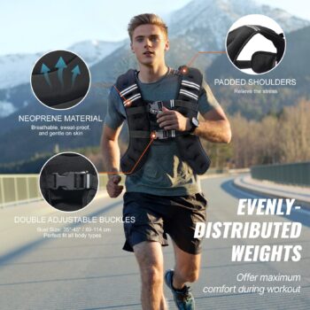 Weighted Vest, 30 Lbs Weight Vest With Reflective Stripe, Adjustable Buckle Body Weight Vest For Men Women, Workout Equipment