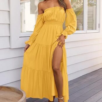 Elegant High-waisted A-line Layered Maxi Skirt With A Side Slit - View 2