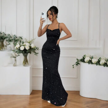 Chic Body-hugging Sexy Backless Sequin Slip Dress - Main product image