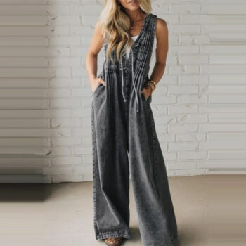 Womens Fashion Casual Loose Wide-leg Long Jumpsuit - View 2