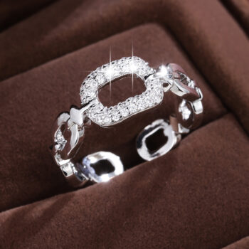 ring Women's Elegant Adjustable Open Ring, Creative Design, Shiny Personalized Wedding Jewelry, Daily & Party Accessory