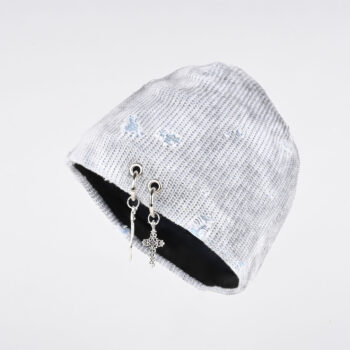 retro american post Womens Retro American Post-Apocalyptic Ripped Decorative Beanie