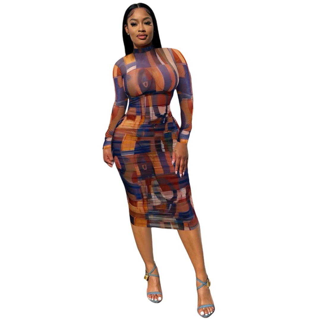 d4a263ab-fe5d-45a4-8e8a-37a33ef01418.jpg Fashionable And Elegant Printed Mesh Ruched Dress