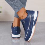 flat color blocked Flat Color-blocked Round-toe Lace-up Shoes