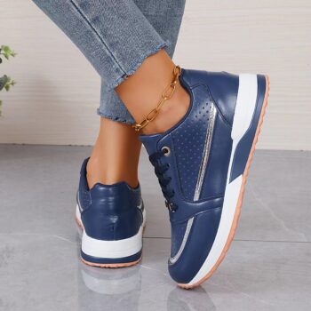 flat color blocked Flat Color-blocked Round-toe Lace-up Shoes