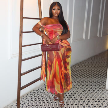 Loose Comfortable Printed Pleated And Cool-fit Sheath Skirt - Main product image