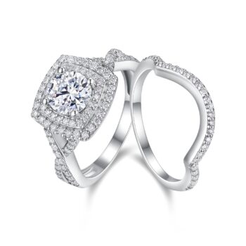1-carat Moissanite Double Rings Set With Top-quality Moissanite