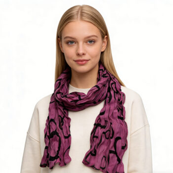 hot pink crinkle Hot Pink Crinkle Polyester Scarf - Textured Print Scarf For Casual Outfits