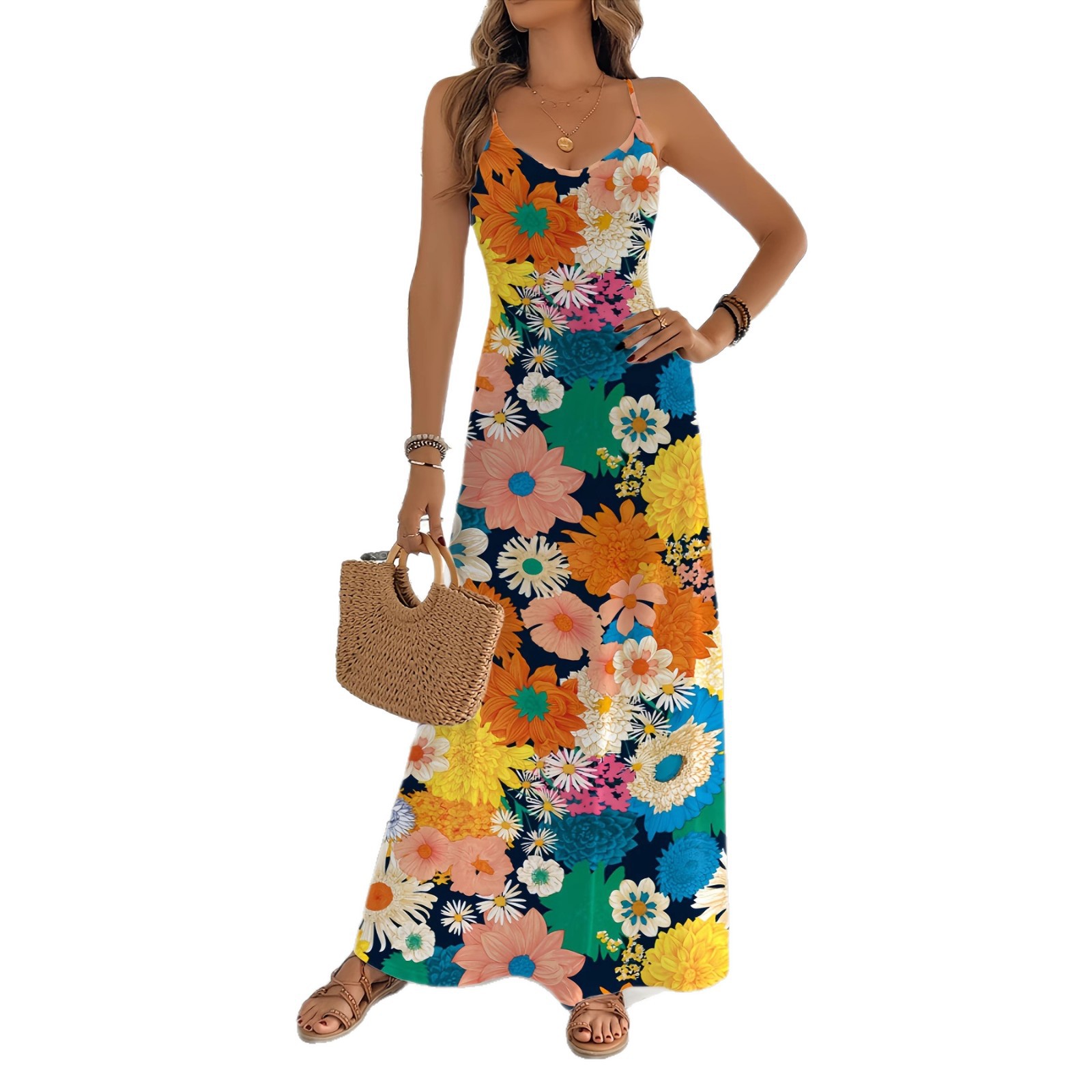 d78e0bdb-c3e9-406e-997a-4b896d7bce75 Womens Fashion Long Floral Slip Dress - View 3