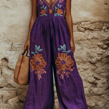 v-neck embroidered halter