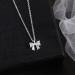 Dreamy Girl Bow Necklace With Light Luxury Sparkling Diamonds - View 1