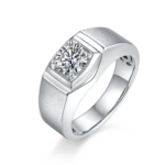 Men's 1-carat Luxury And Fashionable Light Luxury Jewelry Silver Ring Set With Top-quality Moissanite, S925 Silver-plated Pla