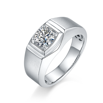 Men's 1-carat Luxury And Fashionable Light Luxury Jewelry Silver Ring Set With Top-quality Moissanite, S925 Silver-plated Pla