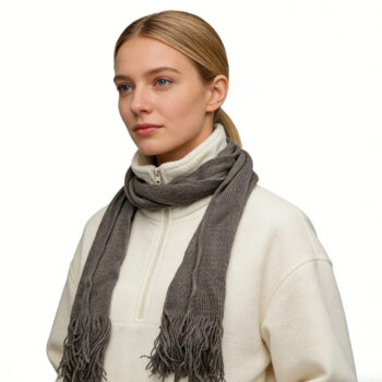 Grey Dyed Acrylic Skinny Scarf - Lightweight Scarf 63inchx8inch - View 2