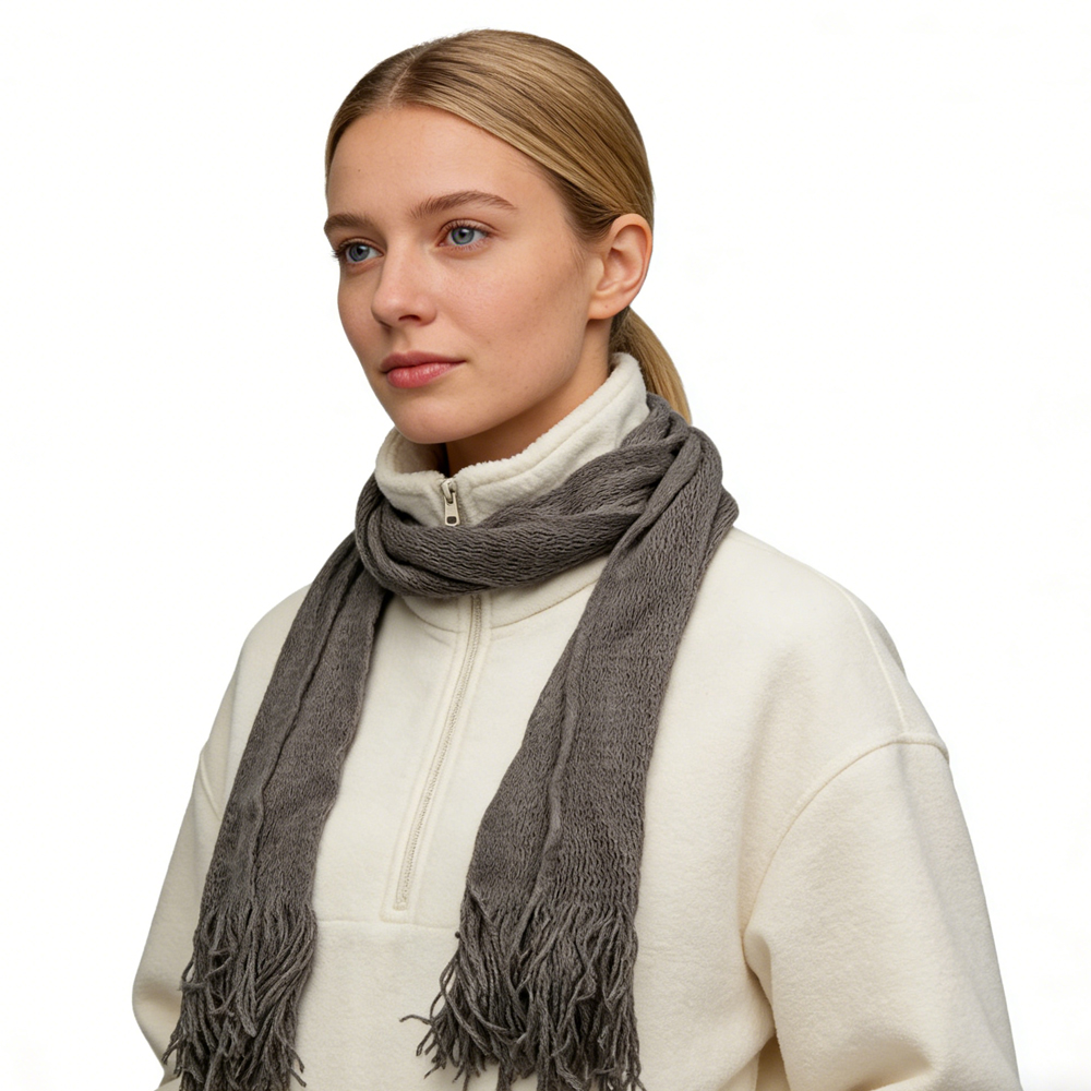 de0c8f87-d0b6-40d2-8ce1-a25caddd0971 Grey Dyed Acrylic Skinny Scarf - Lightweight Scarf 63inchx8inch - View 2