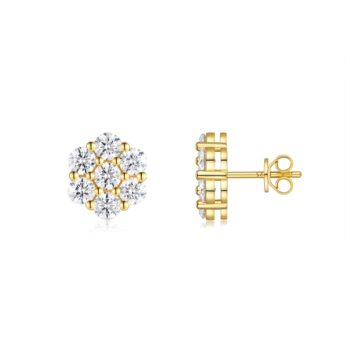 Top-quality Moissanite Luxury And Fashionable Light Luxury Jewelry Silver Stud Earrings S925 Silver Electroplated Gold - View