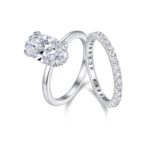 silver ring Egg-shaped Moissanite Double Rings Set With Top-quality Moissanite Luxury, Fashionable And Light Luxury Jewelry S