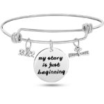 stainless steel bracelet Stainless Steel Graduate Diploma Charm Adjustable Bracelet Inspirational Graduation Bangle