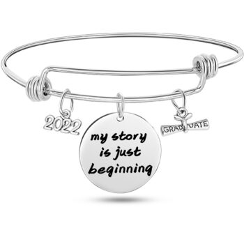 stainless steel bracelet Stainless Steel Graduate Diploma Charm Adjustable Bracelet Inspirational Graduation Bangle