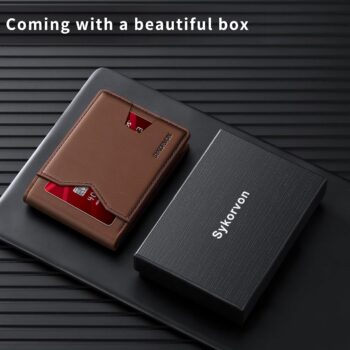 Real Leather Wallet For Men,Slim Bifold Wallet Minimalist Front Pocket Design, RFID Mens Wallet With Money Pocket,ID Window,