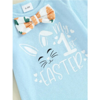 pants fashion 3pcs Set Baby Costume Set, Long Sleeved Letter Rabbit Print Jumpsuit, Carrot Print Suspender Pants, Hat Set