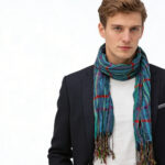 2pcs extra length 2pcs Extra Length Navy Jacquard Heavy Textured Scarf ,vacation,daily Life,evening Party,Office Appropriate