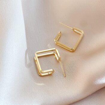 Geometric Square Hoop Earrings With An Instagrammable, Cool, Minimalist Design - View 2