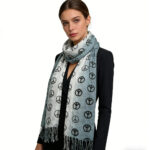 understated elegance subtle Understated Elegance Subtle Pattern Scarf Grey Printed Scarf,vacation,daily Life,evening Party,Of