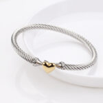 Peach Heart Female Electroplated Silver Open Heart Bracelet - View 1