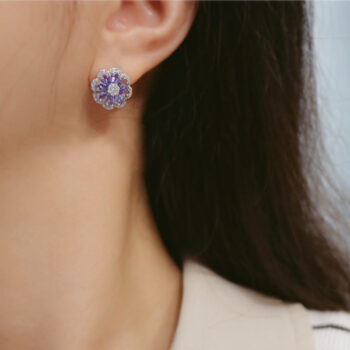 Non-fading Elegant Natural Tanzanite Sterling Silver Stud Earrings - View 2