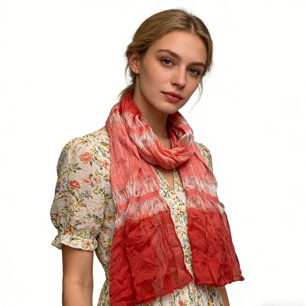 e50c73ff-03f8-46b7-81b5-33910fb78ce6 2pcs Skinny Long Scarf,Red Metallic Polyester Scarf ,Versatile Everyday Scarf ,Pairs With All Casual Outfits,Office Appropria