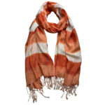 2pcs coral toned 2pcs Coral Toned Abstract,Flowy Casual Scarf ,Orange Red Printed Scarf,Fringed Edges For Movement Women Men