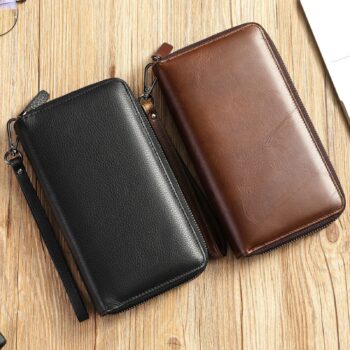 Men's Long Genuine Leather Clutch Wallet Zipper - View 1