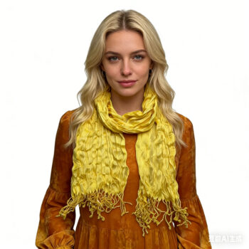 2pcs Sunshine Yellow Crinkle Blend Scarf,Beach Vacation Essential,vacation,daily Life,evening Party,Office Appropriate Subtle