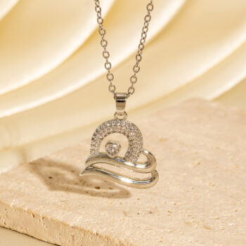 zircon necklace Full-Crystal Fashionable Sweet Hollowed-Out Zircon Heart Necklace