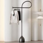 standing coat Light Luxury Floor Standing Coat Rack Entryway Iron Coat And Hat Stand