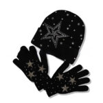 Diamond-embedded Warm Beanie Hat Wool Hat Gloves - View 1