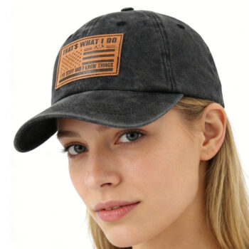 black hat 2pcs I FIX Black Hat For Men Women, Adjustable Embroidered Wash Cotton Baseball Cap