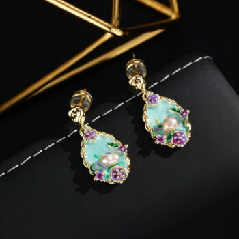 Colorful Fashion Retro Oil Painting Style New Chinese Style Earrings - View 1
