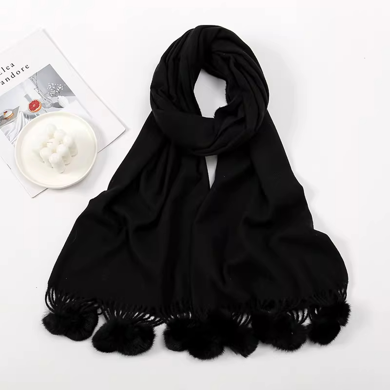 ec5aaa71-ceb4-442e-ae6b-5de8fc68ad83 Solid Color Cashmere Like Scarf With Fleece Lining For Extra Warmth - View 3