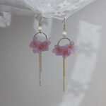 Heat-Shrinkable Sheet Lavender Hydrangea Petal Fairy Earrings - View 1