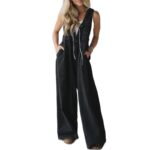 long jumpsuit Womens Fashion Casual Loose Wide-leg Long Jumpsuit
