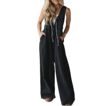 long jumpsuit Womens Fashion Casual Loose Wide-leg Long Jumpsuit