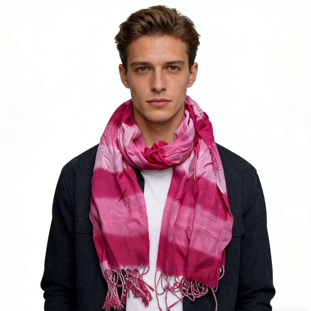 ed710cde-2924-4a5e-b19b-d02af6037cfd Hot Pink Printed Viscose Scarf - Vibrant Daily Scarf 67inchx24inch - View 5