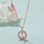 silver necklace One Of The 26 Letters, M, Set With Top-quality Moissanite, Luxurious And Fashionable Light Luxury Trend Jewel