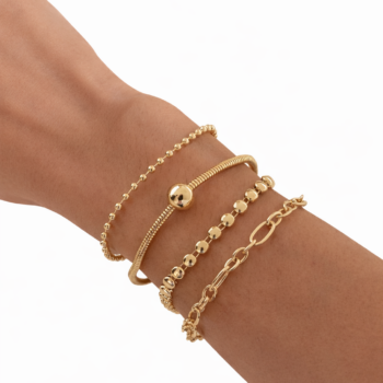 Sport Layered Bracelet Set Adjustable Four Piece Stackable Casual Street Style Fashion Jewelry Gift For Her - View 1