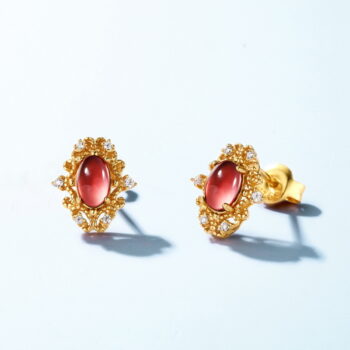Retro Royal-style Red Pomegranate Stud Earrings - View 1